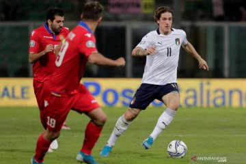 Aksi Nicolo Zaniolo saat Italia cukur Armenia 9-1