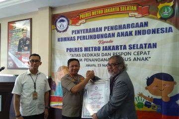 Polres Jaksel terima penghargaan dari Komnas Perlindungan Anak