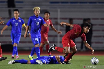 Aksi timnas U-22 Indonesia saat kalahkan Thailand 2-0