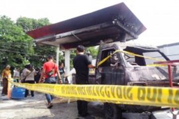 Tiga kendaraan terbakar di SPBU di Kota Metro Lampung