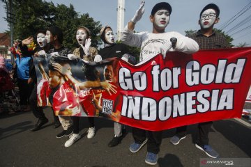 Aksi dukung timnas sepakbola putra Indonesia pada SEA Games di Filipina