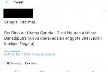 Hoaks, Ari Askhara anggota BIN