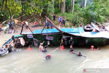 Evakuasi bus Sriwijaya yang jatuh ke jurang di Pagaralam Sumsel