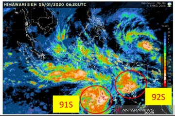 Di Samudra Hindia barat daya Bengkulu, tumbuh bibit siklon tropis