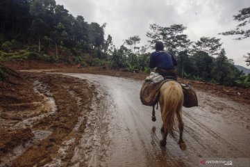 Relawan gunakan kuda antar logistik korban banjir Sukajaya