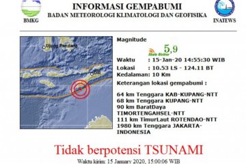 Kupang diguncang gempa magnitudo 5.9
