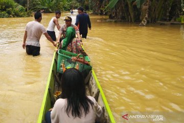 Kapolsek Bintang Ara naik sampan pantau banjir