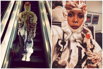 Erykah Badu kenakan pakaian hazmat Louis Vuitton