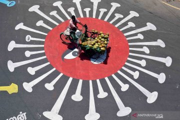 Mural virus Corona di jalanan kota Chennai