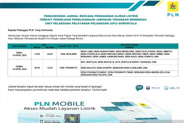 Jadwal pemadaman aliran listrik UP3 Gorontalo