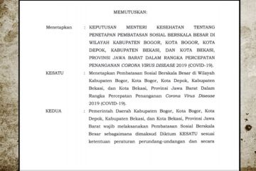 Menkes resmi keluarkan surat keputusan PSBB Bogor, Depok, dan Bekasi