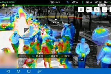 Cek suhu tubuh pengendara di jalanan Bandung dengan drone termal
