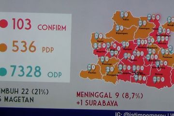 Sebanyak 21 persen pasien positif COVID-19 di Jatim sembuh