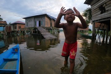Luapan air Sungai Batanghari rendam permukiman warga