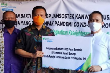 BPJAMSOSTEK Banuspa bantu 1.000 paket sembako bagi korban PHK di Bali