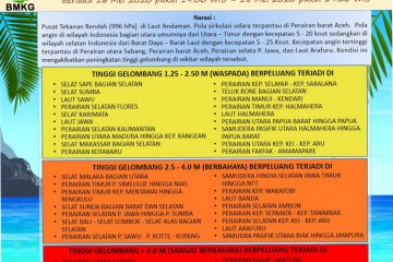 BMKG keluarkan peringatan dini gelombang tinggi 16-18 Mei