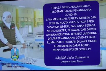 Jatim jamin anak tenaga kesehatan masuk SMA/SMK negeri