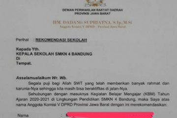 Anggota DPRD Jabar pembuat surat rekomendasi siswa baru, minta maaf