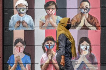 Mural kampanye penggunaan masker