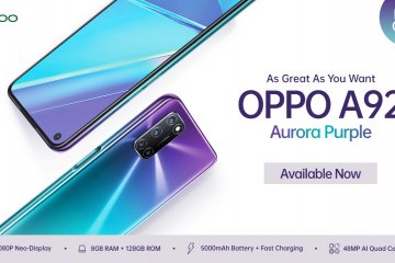 OPPO A92 hadir dengan varian warna Aurora Purple