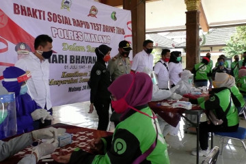 Polres Malang gelar tes cepat kepada pengemudi ojek daring