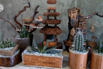 Ada rumah kaktus mini dari limbah kayu