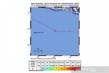 Gempa magnitudo 5,2 di Pangandaran tidak berpotensi tsunami
