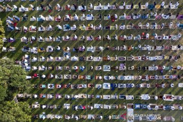 Penampakan dari udara shalat Idul Adha di Masjid Al Azhar Jakarta