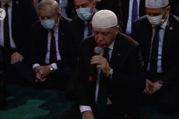 Presiden Erdogan baca Alquran saat pembukaan Hagia Sophia