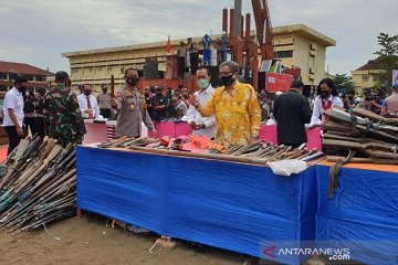 Polda Sumatera Selatan musnahkan ratusan senjata api sitaan masyarakat