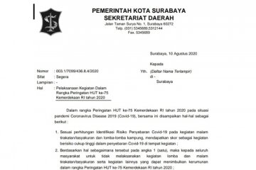 Anggota DPRD Surabaya beda sikap atas larangan tasyakuran HUT ke-75 RI