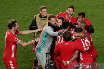 Liga Champions:  Ekspresi pemain Bayern setelah keluar sebagai juara Liga Champions 2019/2020