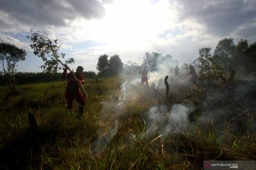 Pemadaman kebakaran lahan gambut di Kalsel