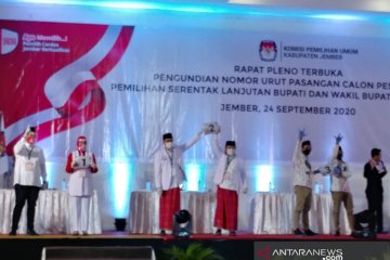 KPU Jember undi nomor urut tiga pasangan calon peserta pilkada