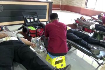 HUT Polantas di Pandeglang, 100 personel lakukan donor darah