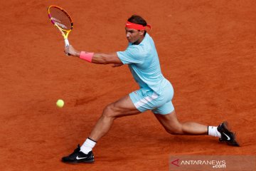 Rafael Nadal beraksi di semifinal Prancis Terbuka