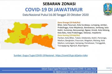 Satgas COVID-19 catat 50 persen daerah di Jatim masuk zona kuning