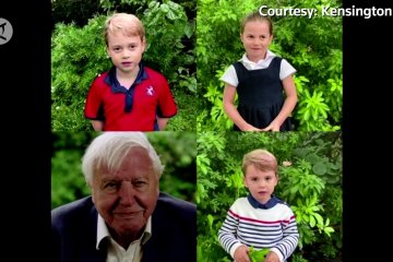 Video Pangeran George mengobrol dengan penyiar Attenborough