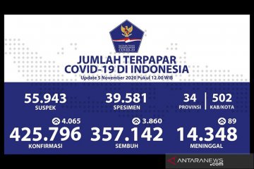 Kasus COVID-19 di Indonesia bertambah 4.065 jadi 425.796 orang