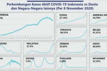 Kasus aktif COVID-19 Indonesia lebih rendah dibanding dunia