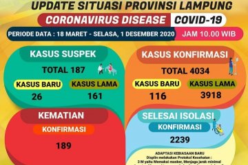 Dinkes: Pasien COVID-19 di Lampung terus bertambah jadi 4.034