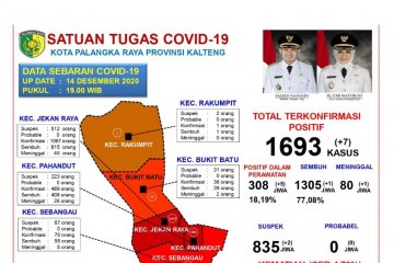 Akumulasi pasien sembuh COVID-19 di Palangka Raya 77,08 persen