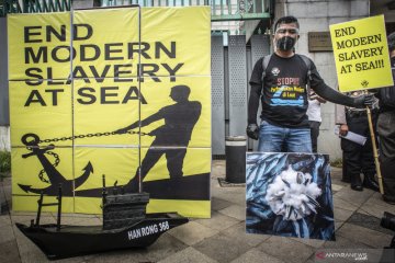 Unjuk rasa tolak perbudakan modern ABK asal Indonesia