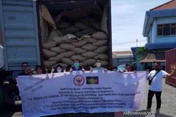 Satu kontainer kopi asal Indonesia tiba di San Fransisco