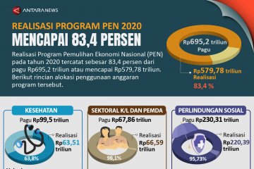 Realisasi program PEN 2020 mencapai 83,4 persen
