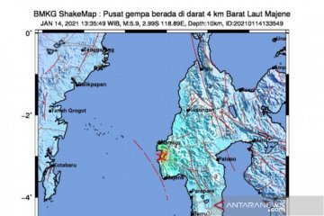 Gempa magnitudo 5,9 guncang Majene dipicu sesar naik Mamuju