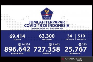 Data Kemenkes, positif COVID-19 di Indonesia bertambah 14.224 kasus