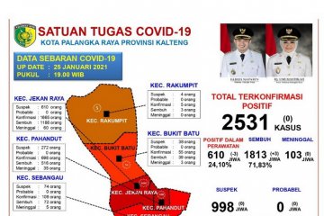 Akumulasi sembuh COVID-19 di Palangka Raya capai 71,83 persen