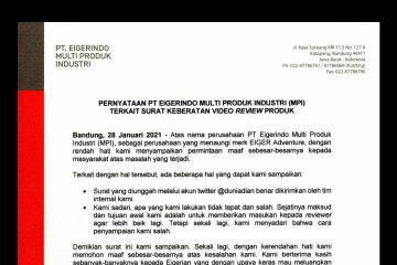 Eiger minta maaf atas surat komplain ulasan produk