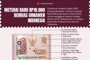 Meterai baru Rp10.000 berhias ornamen Indonesia